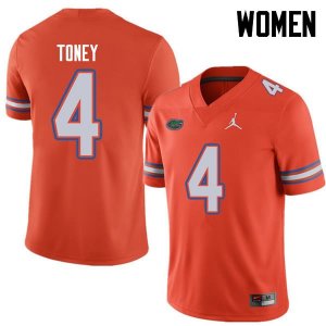 Women's Florida Gators #4 Kadarius Toney NCAA Jordan Brand Orange Authentic Stitched College Football Jersey PWG7362KJ